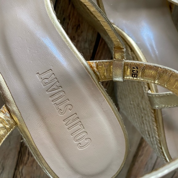 Colin Stuart Gold Metallic Wedge Sandals Size 10B - Picture 4 of 9
